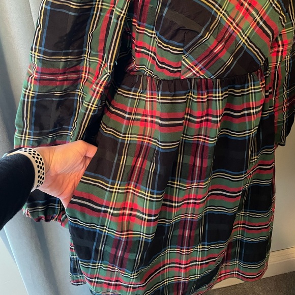 J. Crew Women's Puff Sleeve Mini Dress in Stewart Plaid Holiday Christmas Size 8 - Picture 13 of 15